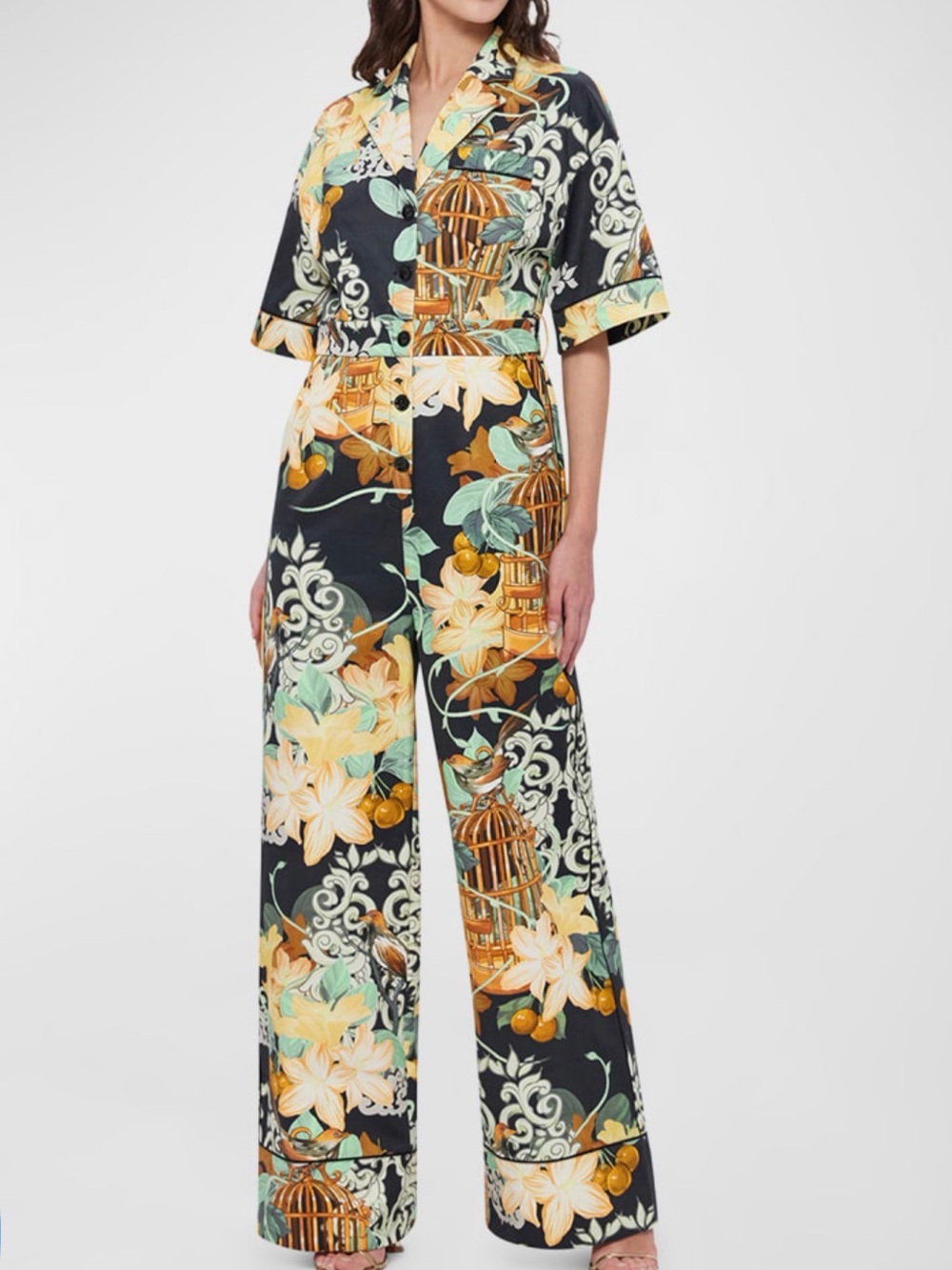 STUNNING NWT LEO LIN Jacie Floral-Print Jumpsuit - Azalea Print In Twilight Sz 8
